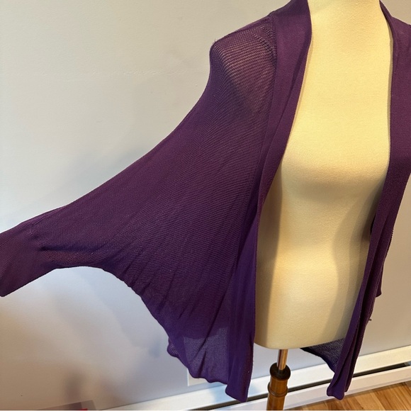 Express Purple Mesh Dolman Sleeve Open Cardigan Sweater - Picture 2 of 10